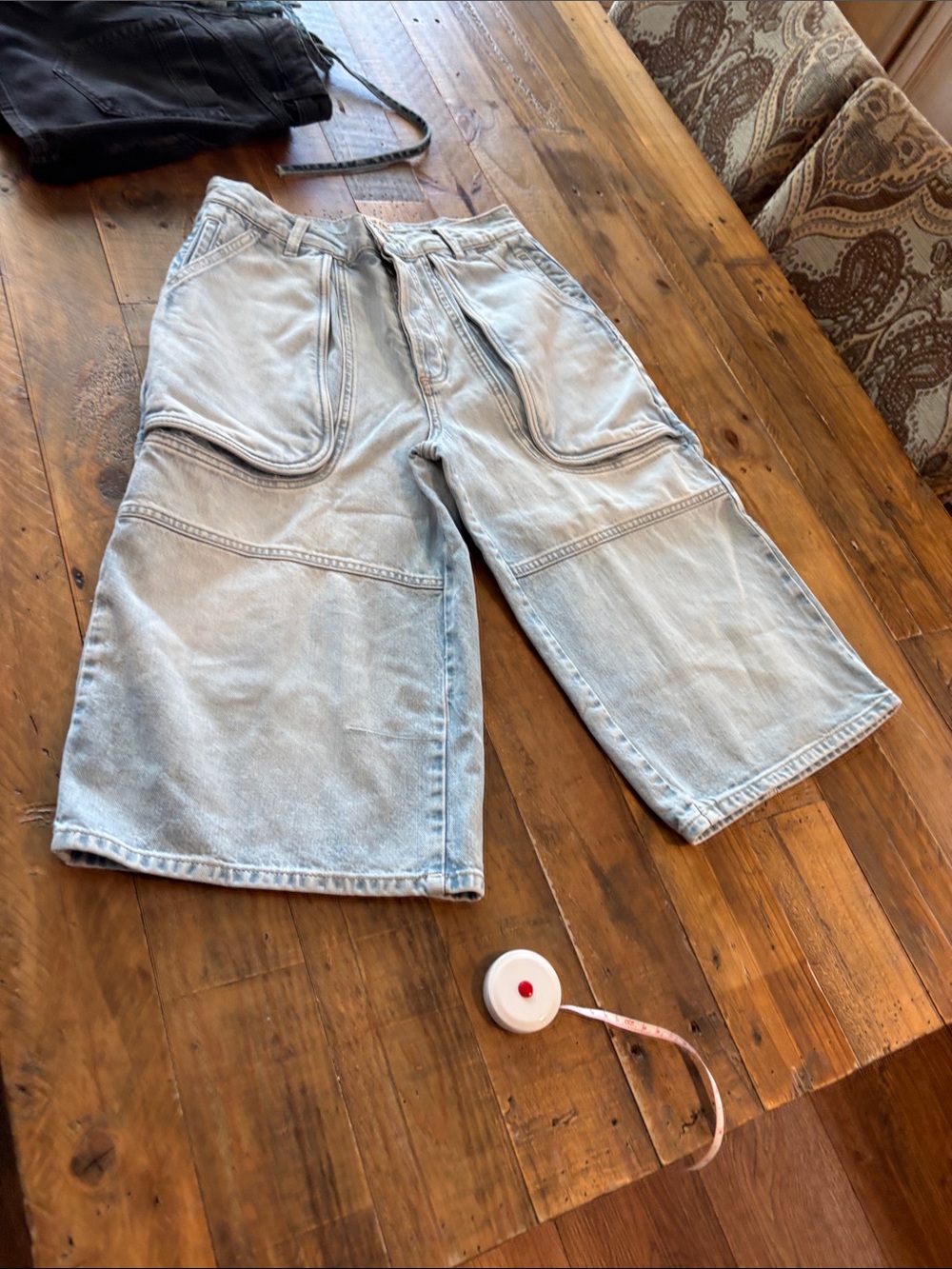 We The Free Light Blue Denim Cargo Shortalls